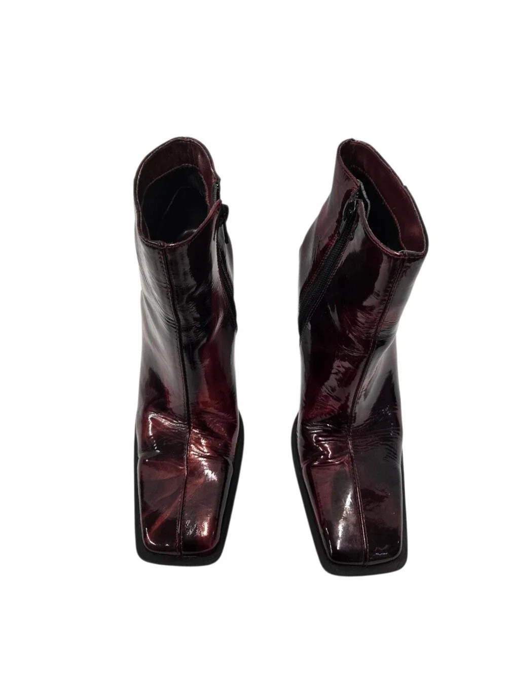 Vintage Y2K Diba Sledge Square Toe Heeled Ankle Boots in Red Marble
